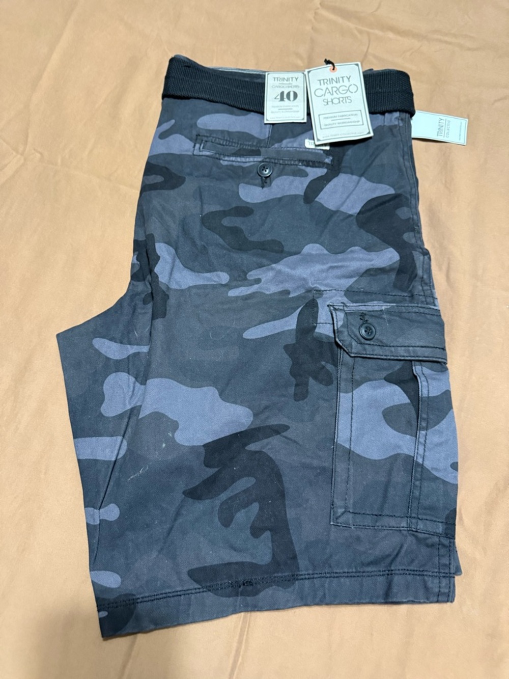 Trinity Navy and Gray Camo Cargo Shorts